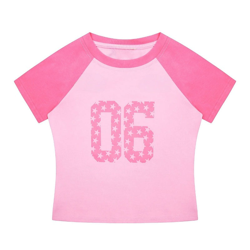 Pink T-Shirt with Star and Number Print
