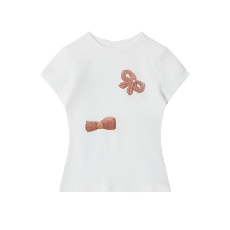 Cookie Print Cropped Crewneck T-Shirt