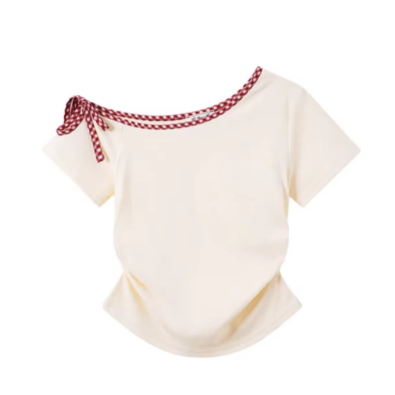 Colorblock Plaid Polka Dot T-Shirt